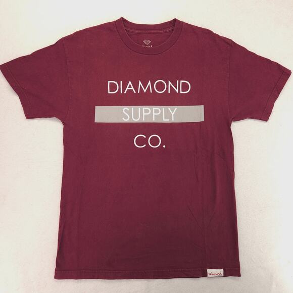 Diamond Graphic Casual Pullover Short Sleeve T Shirt Mens Size Large L Maroon - Picture 2 of 10